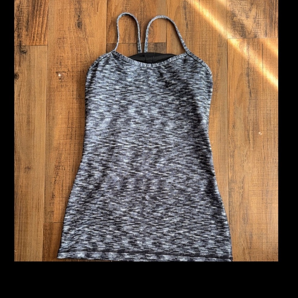 Lululemon Athletica Black and Neon Green Sports Bra with Gray Tank Top